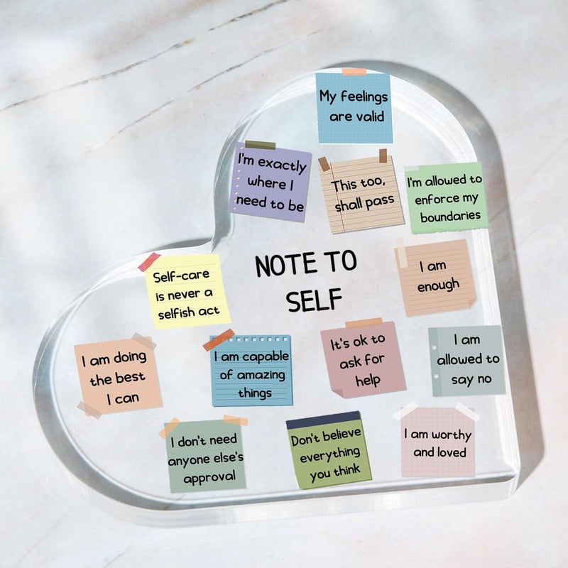 UBLURO Note to Self Motivational Decor - Office Acrylic Heart Gift Therapy Mental Health Print Decorations for School Counseling Office Therapy Desktop Art Decoration - School Counselor  Therapist Office Gifts - Image 5